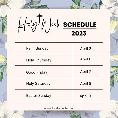 holy week schedule 2023